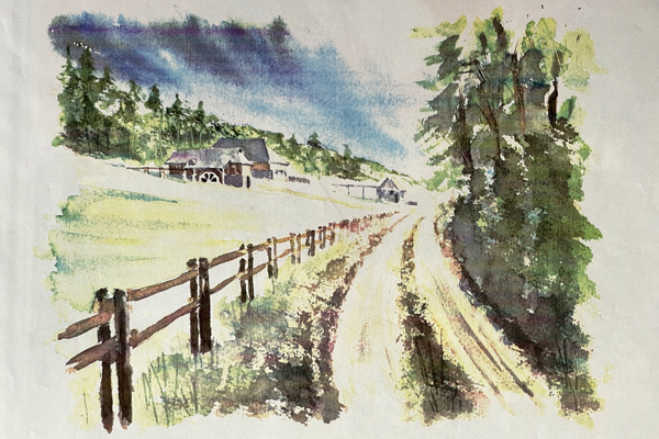 Bernd Luz Frühwerk / Schaffensphasen Aquarell Freilichtmuseum Totale