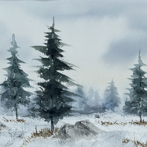 Bernd Luz Frühwerk / Schaffensphasen Aquarell Winter