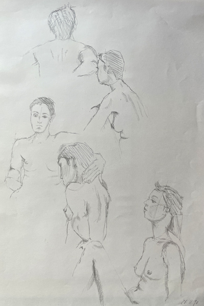 Bernd Luz Frühwerk / Schaffenspahsen Bleistift und Kohle Akt 1990