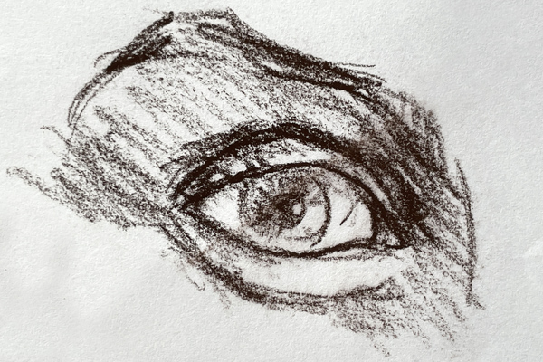 Bernd Luz Frühwerk / Schaffenspahsen Bleistift und Kohle Auge 1987