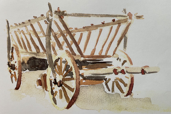 Bernd Luz Frühwerk / Schaffensphasen Aquarell Wagen