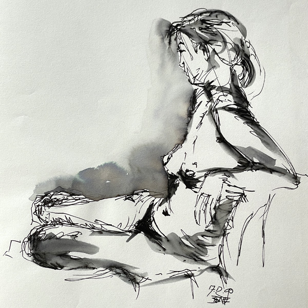 Bernd Luz Frühwerk / Schaffensphasen Tusche Akt A 1990